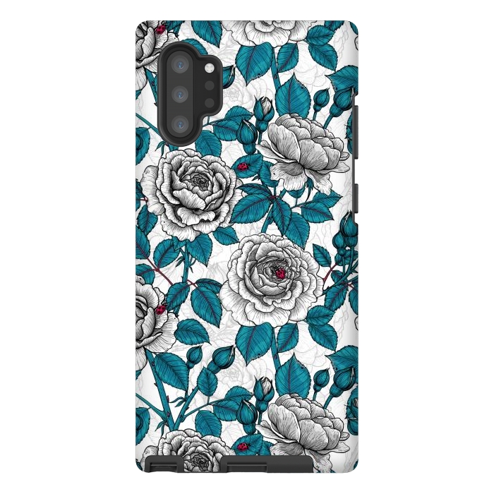 Galaxy Note 10 plus StrongFit  White roses and ladybugs by Katerina Kirilova