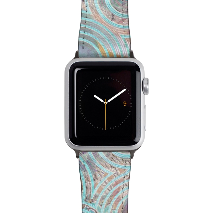 Watch 42mm / 44mm Strap PU leather Pastel playful African inspired circle sketch pattern by Oana 