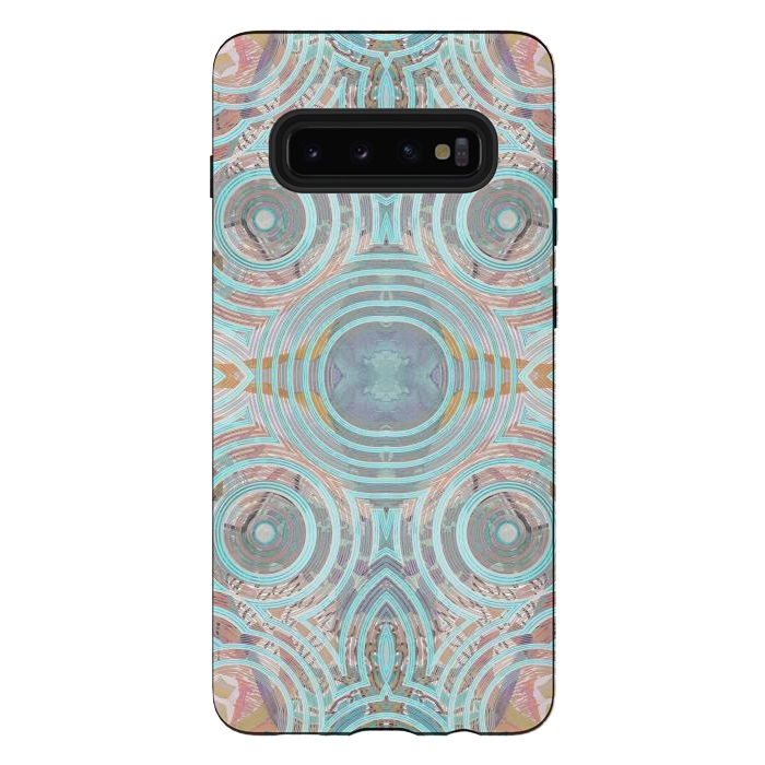 Galaxy S10 plus StrongFit Pastel playful African inspired circle sketch pattern by Oana 