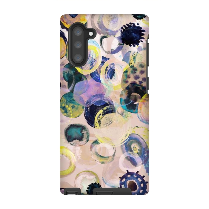 Galaxy Note 10 StrongFit Colorful playful watercolour dots by Oana 