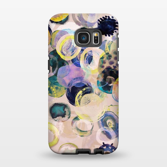 Galaxy S7 EDGE StrongFit Colorful playful watercolour dots by Oana 