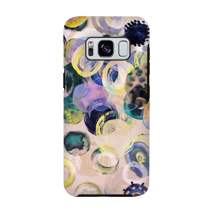 Galaxy S8 StrongFit Colorful playful watercolour dots by Oana 
