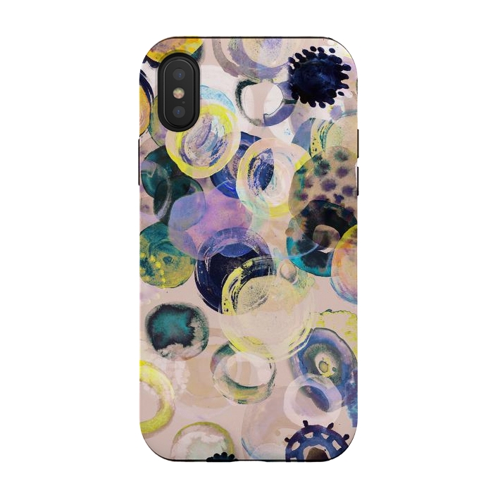 iPhone Xs / X StrongFit Colorful playful watercolour dots by Oana 