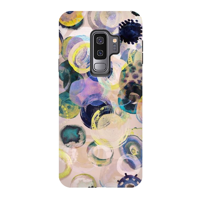 Galaxy S9 plus StrongFit Colorful playful watercolour dots by Oana 