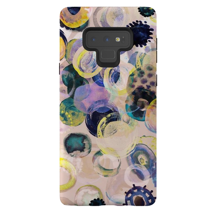 Galaxy Note 9 StrongFit Colorful playful watercolour dots by Oana 