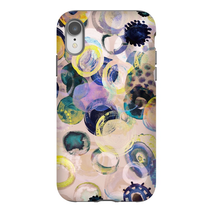 iPhone Xr StrongFit Colorful playful watercolour dots by Oana 