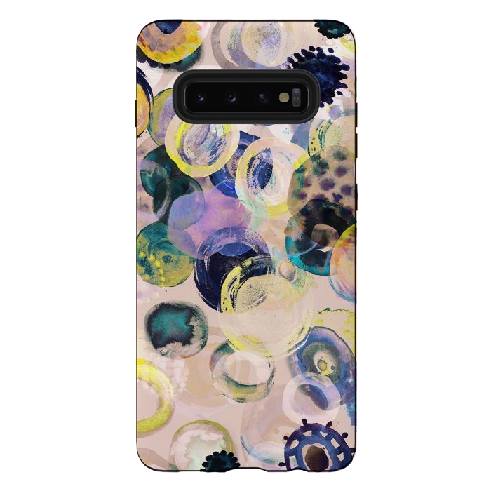 Galaxy S10 plus StrongFit Colorful playful watercolour dots by Oana 