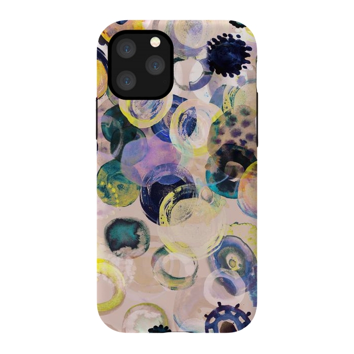 iPhone 11 Pro StrongFit Colorful playful watercolour dots by Oana 