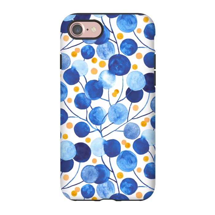 iPhone 7 StrongFit Pompom Plants in Cobalt & Gold by Tigatiga