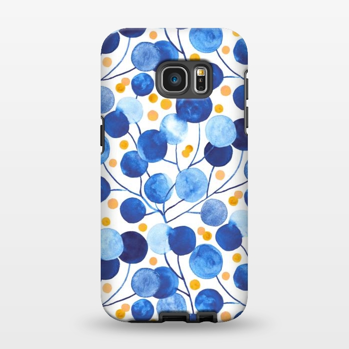 Galaxy S7 EDGE StrongFit Pompom Plants in Cobalt & Gold by Tigatiga