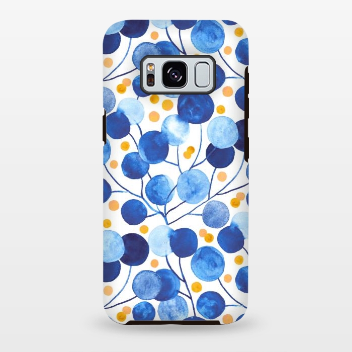 Galaxy S8 plus StrongFit Pompom Plants in Cobalt & Gold by Tigatiga