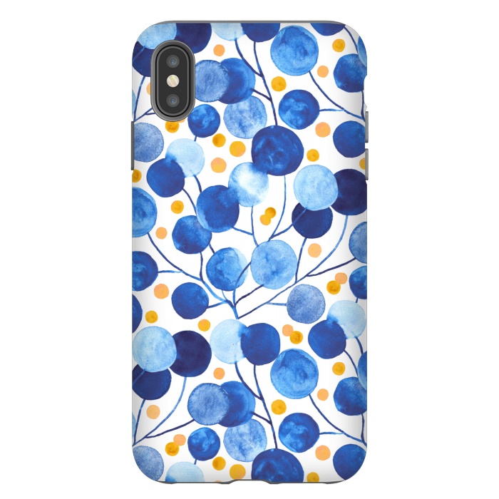 iPhone Xs Max StrongFit Pompom Plants in Cobalt & Gold by Tigatiga