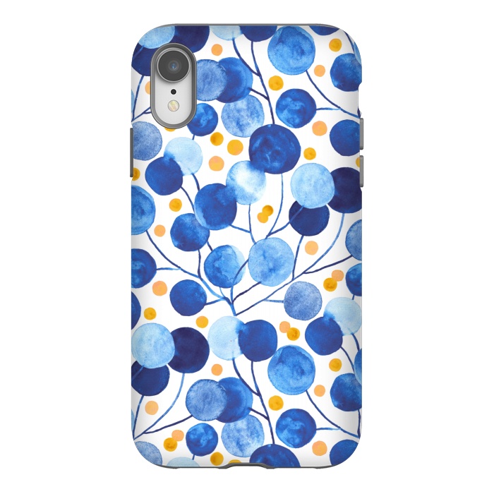 iPhone Xr StrongFit Pompom Plants in Cobalt & Gold by Tigatiga