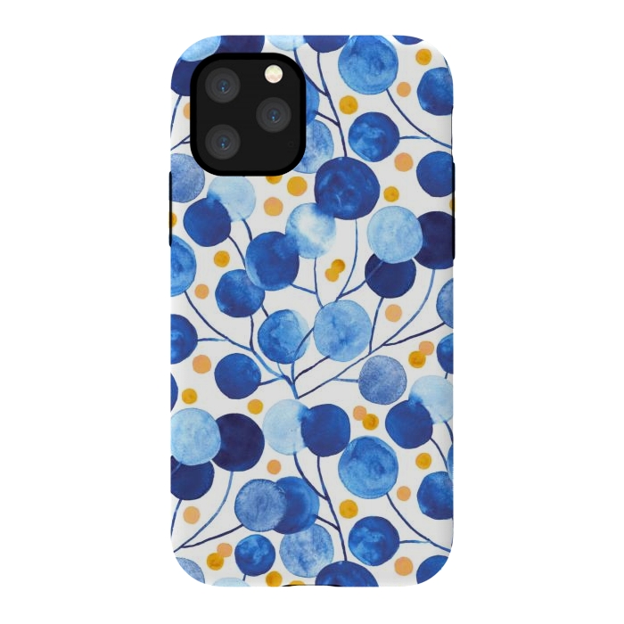 iPhone 11 Pro StrongFit Pompom Plants in Cobalt & Gold by Tigatiga