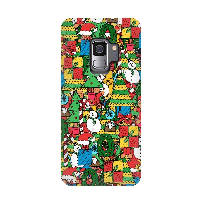 Galaxy S9 StrongFit Merry Christmas pattern by Steve Wade (Swade)