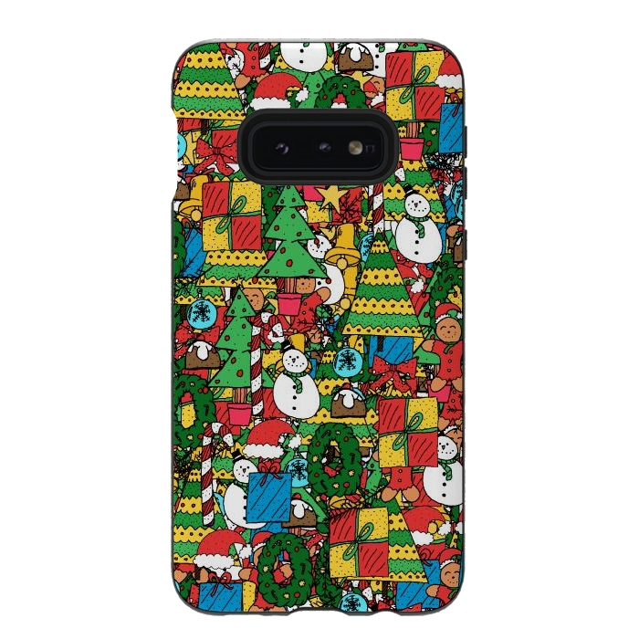 Galaxy S10e StrongFit Merry Christmas pattern by Steve Wade (Swade)