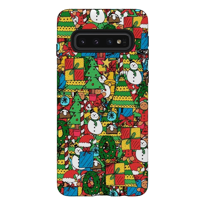 Galaxy S10 StrongFit Merry Christmas pattern by Steve Wade (Swade)