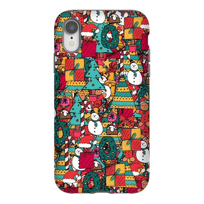 iPhone Xr StrongFit Festive Christmas Pattern by Steve Wade (Swade)