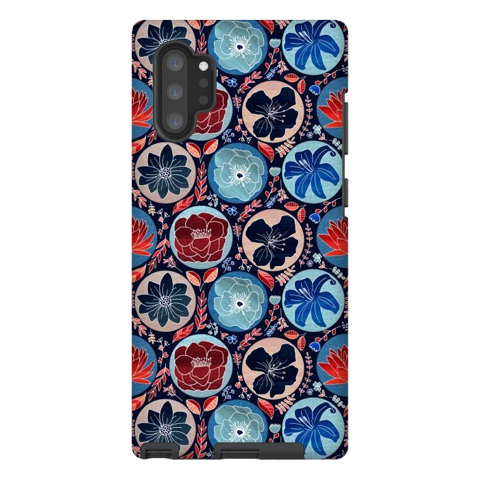 Galaxy Note 10 plus StrongFit Moody Polka Dot Floral  by Tigatiga
