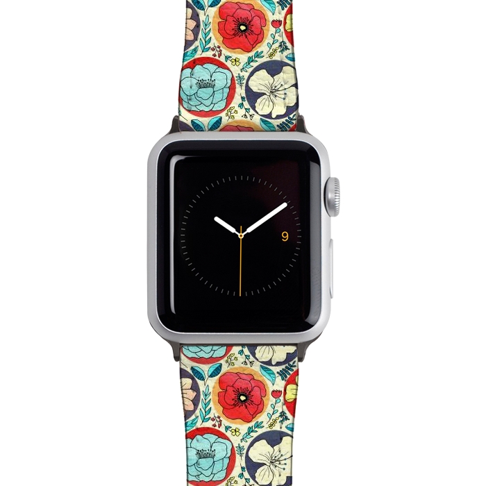 Watch 38mm / 40mm Strap PU leather Polka Dot Floral On Cream by Tigatiga