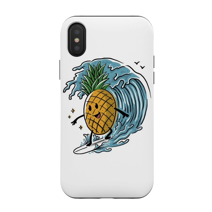iPhone Xs / X StrongFit Pineapple Surfing by Afif Quilimo