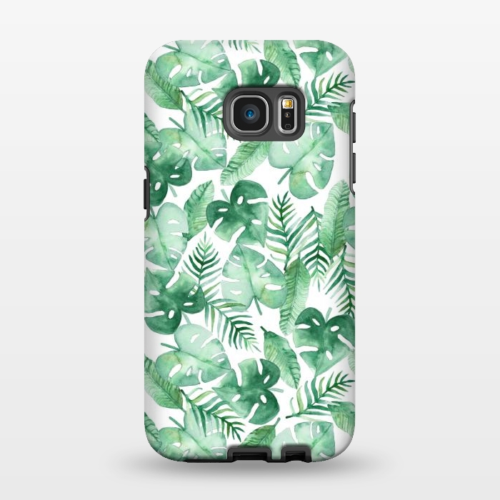 Galaxy S7 EDGE StrongFit Tropical Jungle on White by Tangerine-Tane