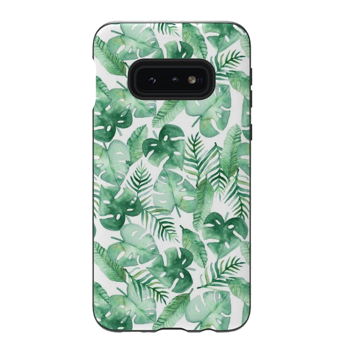 Galaxy S10e StrongFit Tropical Jungle on White by Tangerine-Tane