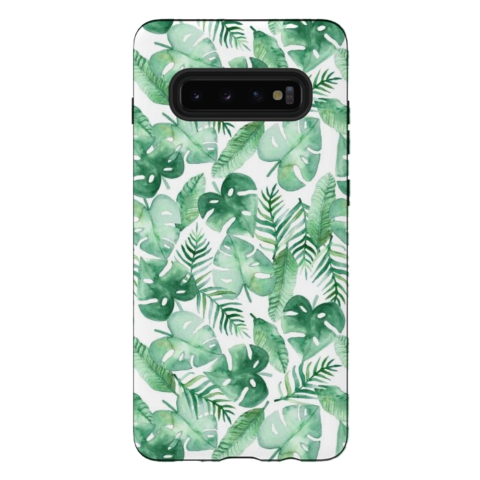 Galaxy S10 plus StrongFit Tropical Jungle on White by Tangerine-Tane