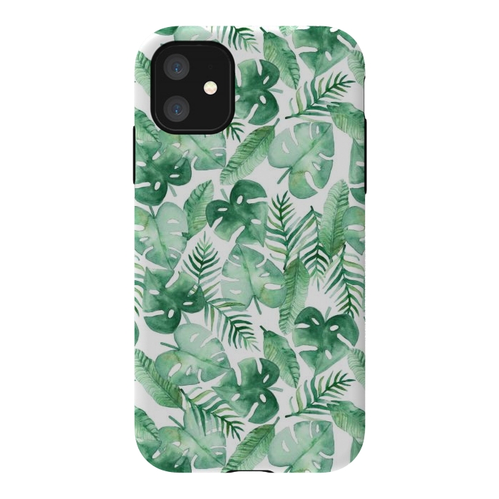 iPhone 11 StrongFit Tropical Jungle on White by Tangerine-Tane