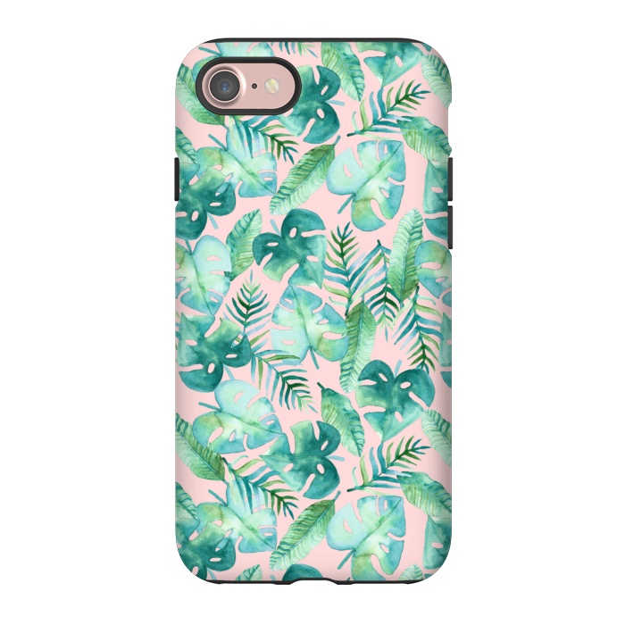 iPhone 7 StrongFit Cyan Tropical Jungle on Pink by Tangerine-Tane