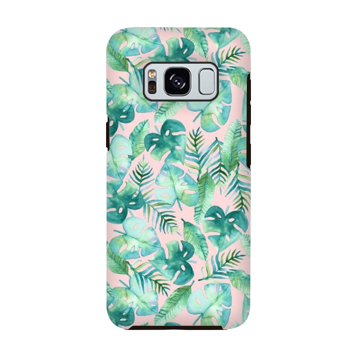 Galaxy S8 StrongFit Cyan Tropical Jungle on Pink by Tangerine-Tane