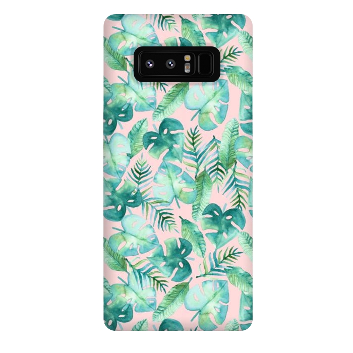 Galaxy Note 8 StrongFit Cyan Tropical Jungle on Pink by Tangerine-Tane