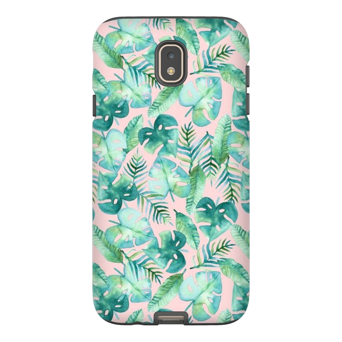 Galaxy J7 StrongFit Cyan Tropical Jungle on Pink by Tangerine-Tane