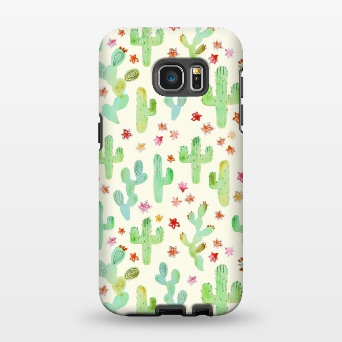 Galaxy S7 EDGE StrongFit Watercolor Cacti by Tangerine-Tane