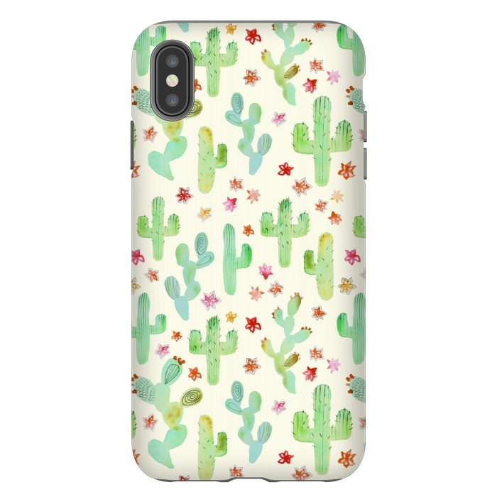 iPhone Xs Max StrongFit Watercolor Cacti by Tangerine-Tane