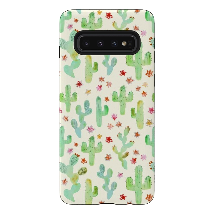 Galaxy S10 StrongFit Watercolor Cacti by Tangerine-Tane
