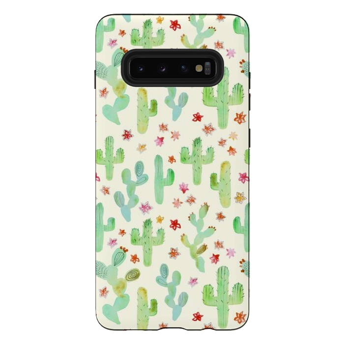 Galaxy S10 plus StrongFit Watercolor Cacti by Tangerine-Tane