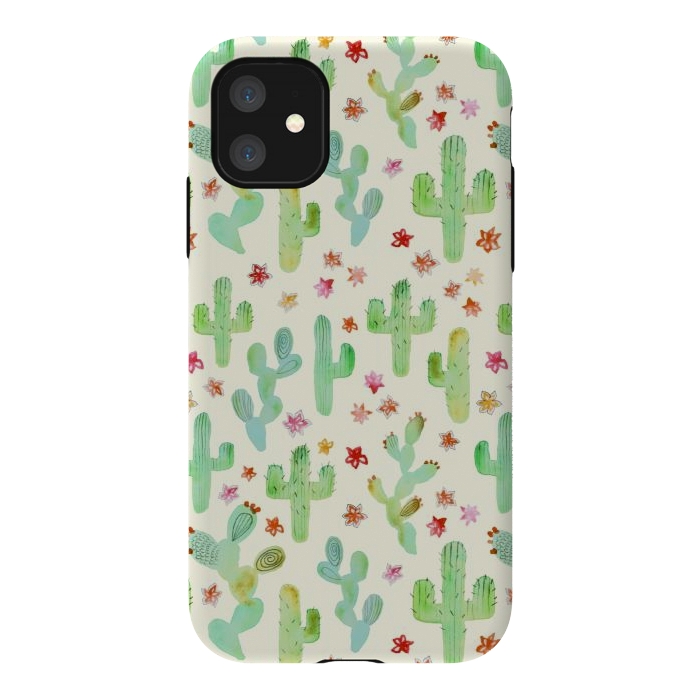 iPhone 11 StrongFit Watercolor Cacti by Tangerine-Tane