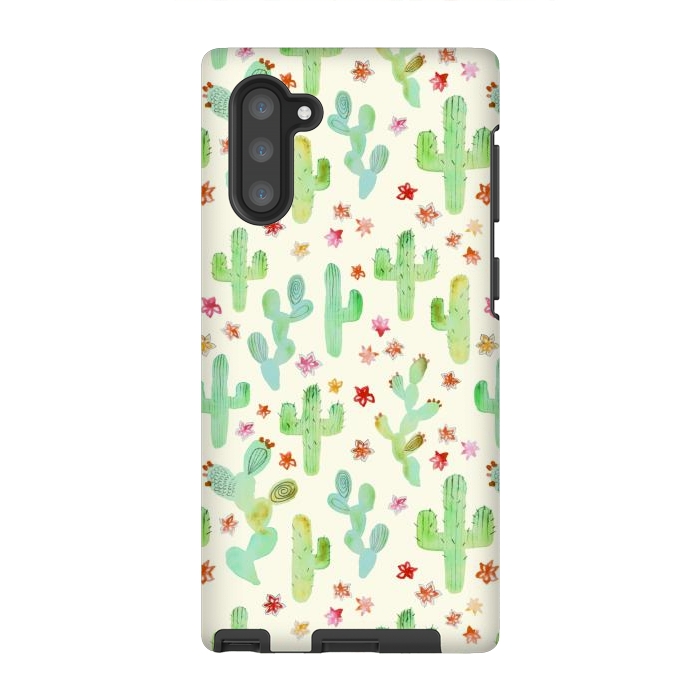 Galaxy Note 10 StrongFit Watercolor Cacti by Tangerine-Tane
