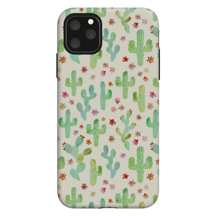 iPhone 11 Pro Max StrongFit Watercolor Cacti by Tangerine-Tane