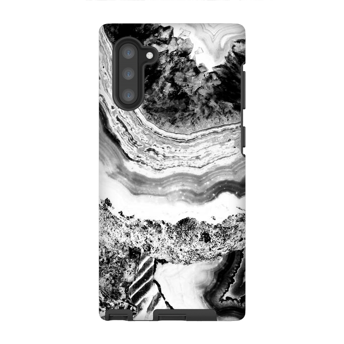 Galaxy Note 10 StrongFit Black and white geode marble art by Oana 