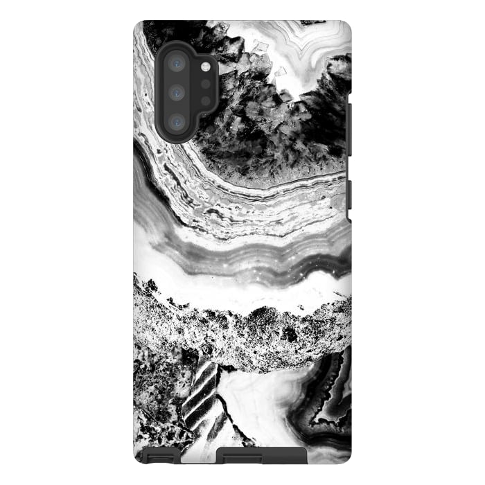 Galaxy Note 10 plus StrongFit Black and white geode marble art by Oana 