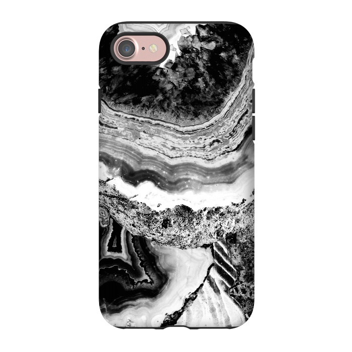 iPhone 7 StrongFit Black and white geode marble art by Oana 