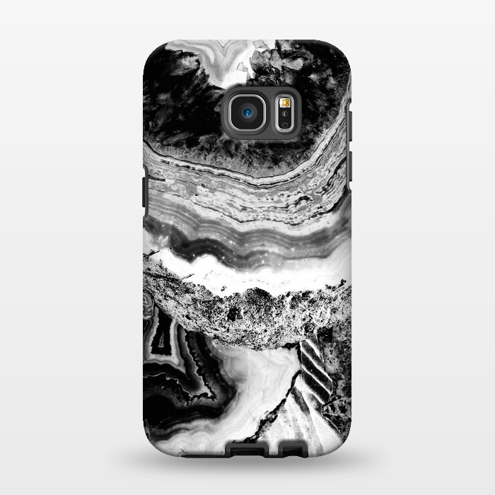 Galaxy S7 EDGE StrongFit Black and white geode marble art by Oana 