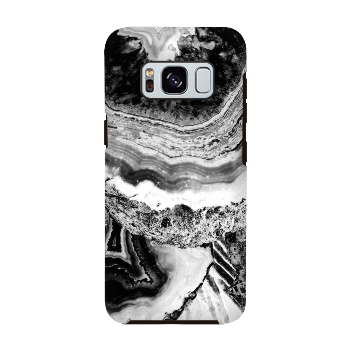 Galaxy S8 StrongFit Black and white geode marble art by Oana 