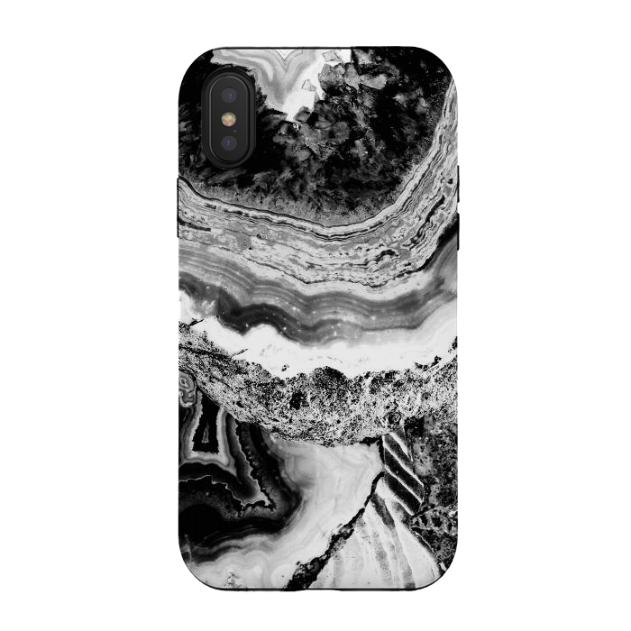 iPhone Xs / X StrongFit Black and white geode marble art by Oana 