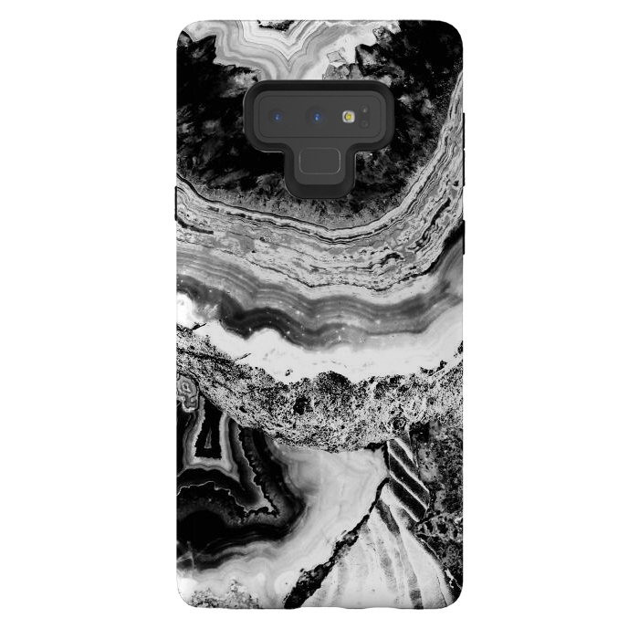 Galaxy Note 9 StrongFit Black and white geode marble art by Oana 
