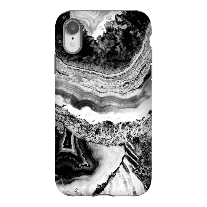iPhone Xr StrongFit Black and white geode marble art by Oana 
