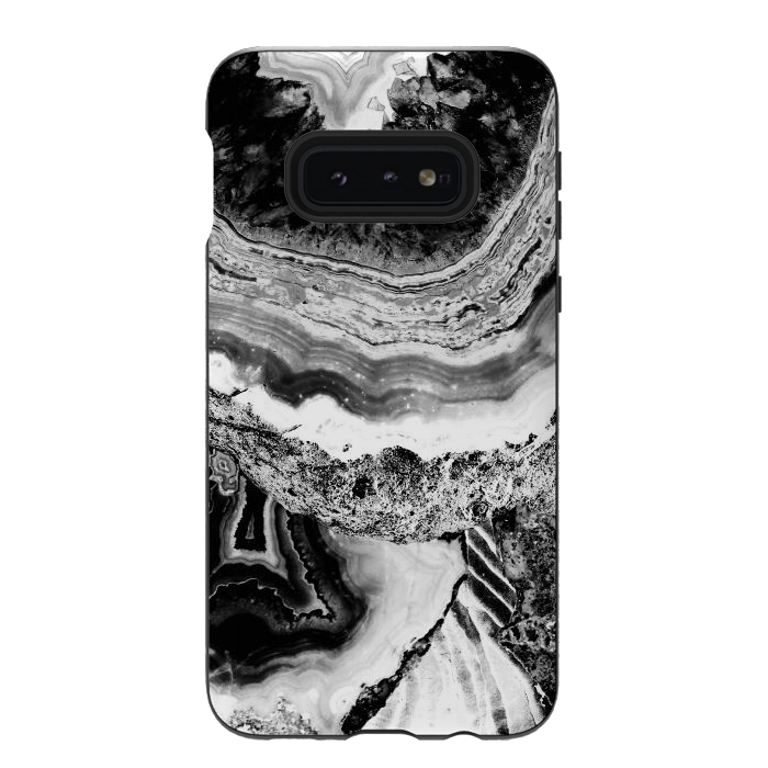 Galaxy S10e StrongFit Black and white geode marble art by Oana 