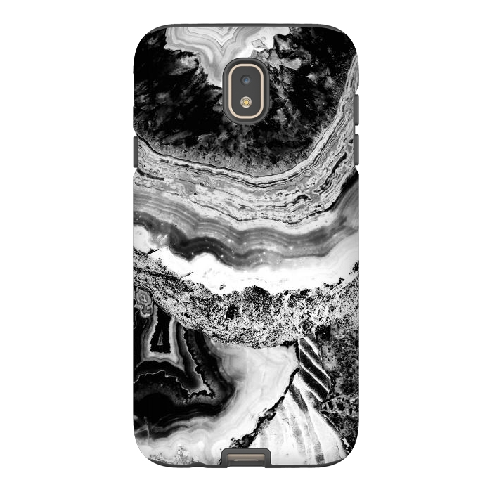 Galaxy J7 StrongFit Black and white geode marble art by Oana 